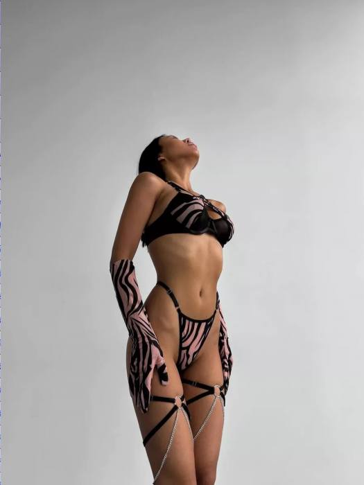 Fiora Secret Pink Zebra Jartiyerli Full Takım