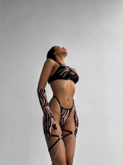 Fiora Secret Pink Zebra Jartiyerli Full Takım