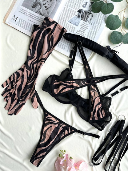 Fiora Secret Pink Zebra Jartiyerli Full Takım